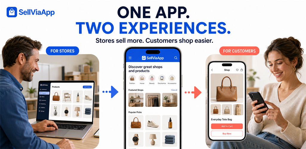 SellViaApp verbindet Anbieter von Produkten oder Dienstleistungen mit Kunden, die über die mobile App einkaufen