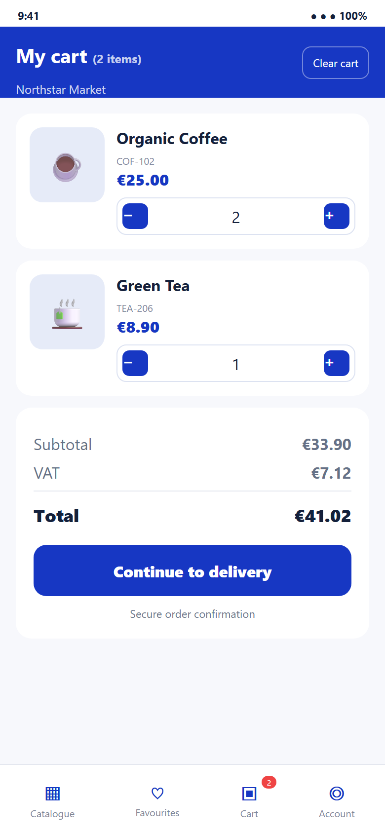 SellViaApp English cart screen