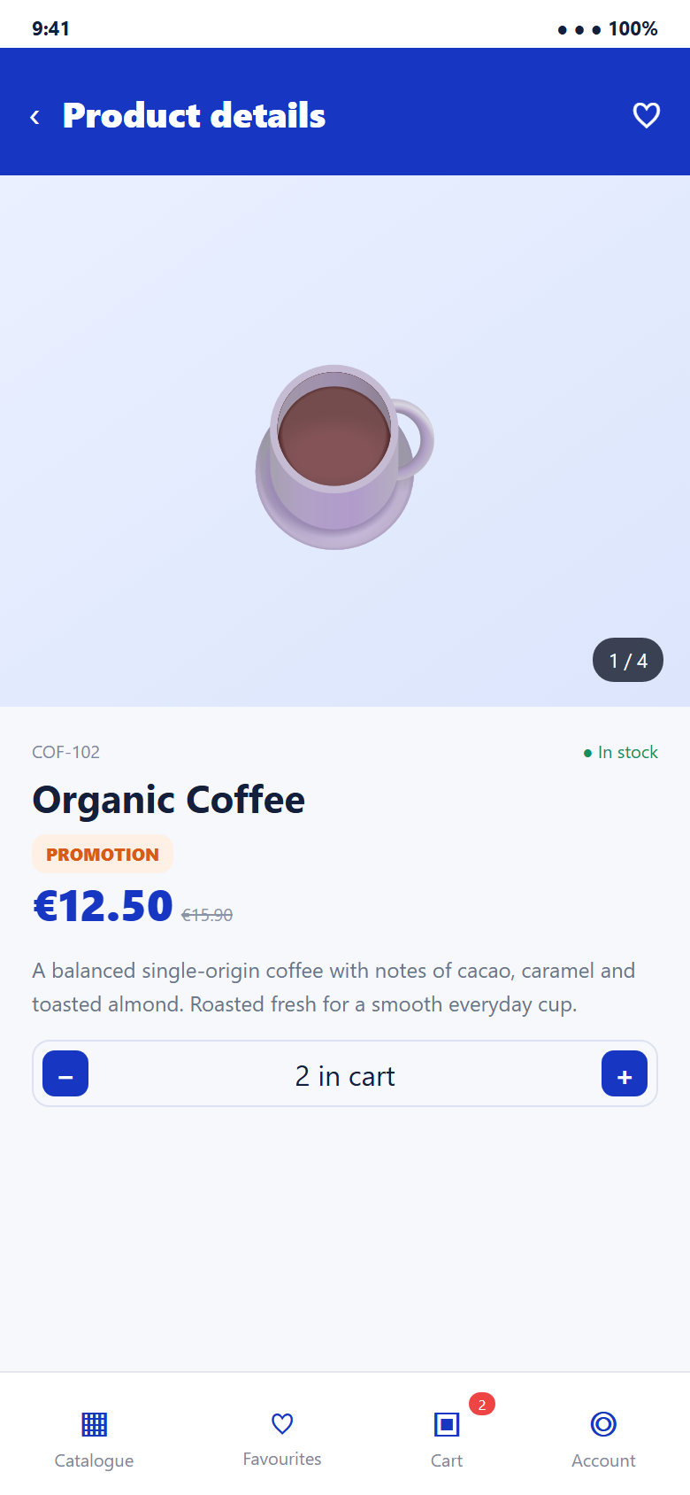 SellViaApp English product detail screen