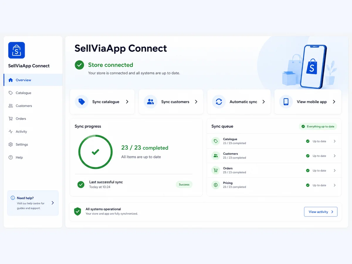 Una dashboard di connessione chiara